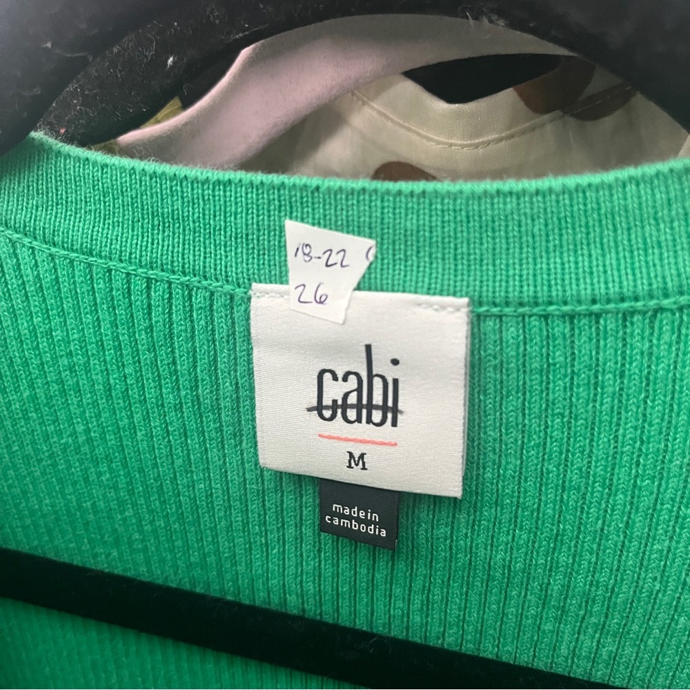CAbi New Vibrant Green V-Neck Wrap Sweater Ribbed Cocktail Cardigan Long Sleeve - Picture 8 of 8